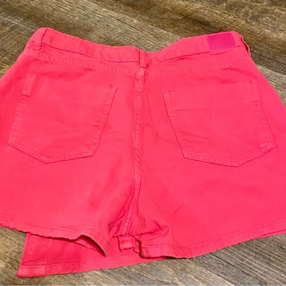 Zara Hot Pink Denim Skort Skirt Pockets Button Casual 90s Grunge Chic - Picture 2 of 7